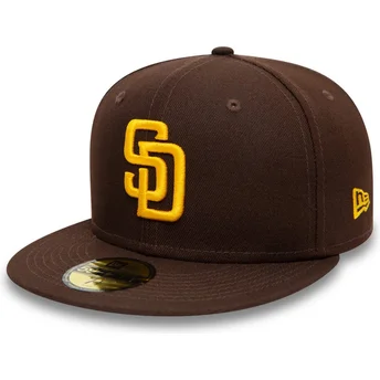 Petten plat bruin fitted 59FIFTY Authentic On Field van San Diego Padres MLB van New Era