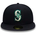 petten-plat-marineblauw-fitted-59fifty-authentic-on-field-van-seattle-mariners-mlb-van-new-era