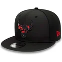 petten-plat-zwart-snapback-9fifty-print-infill-van-chicago-bulls-nba-van-new-era