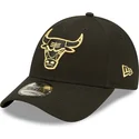 petten-gebogen-zwart-verstelbaar-dorado-9forty-metallic-van-chicago-bulls-nba-van-new-era