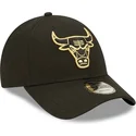 petten-gebogen-zwart-verstelbaar-dorado-9forty-metallic-van-chicago-bulls-nba-van-new-era