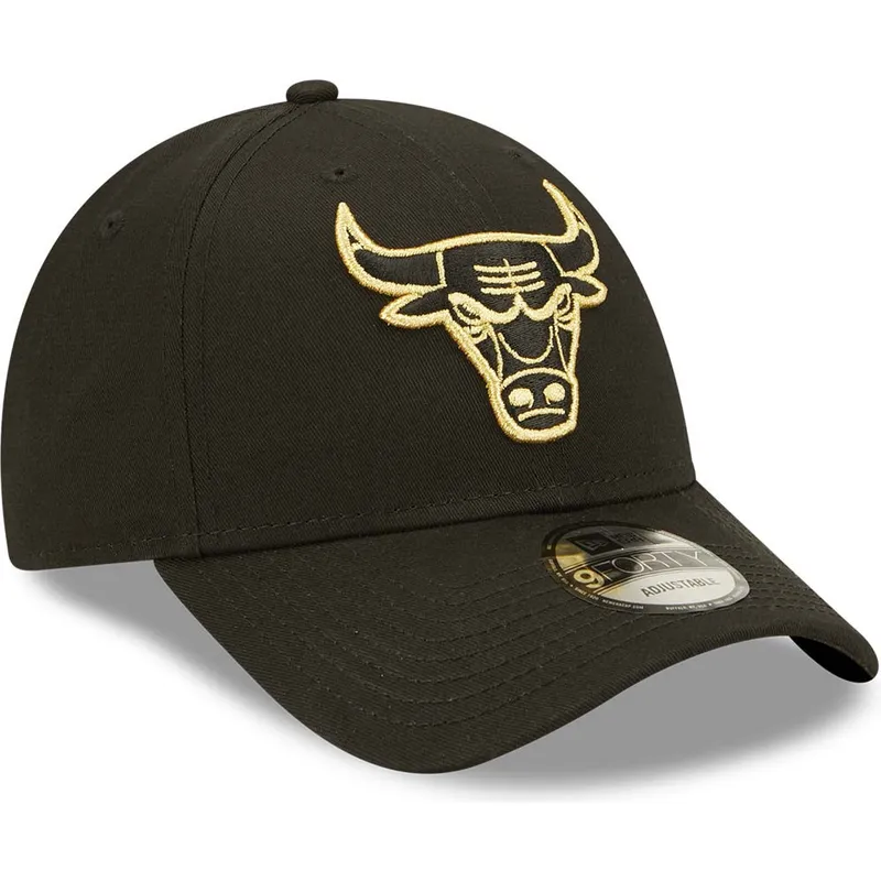 petten-gebogen-zwart-verstelbaar-dorado-9forty-metallic-van-chicago-bulls-nba-van-new-era