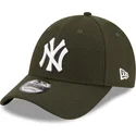 petten-gebogen-groen-verstelbaar-9forty-the-league-melton-van-new-york-yankees-mlb-van-new-era