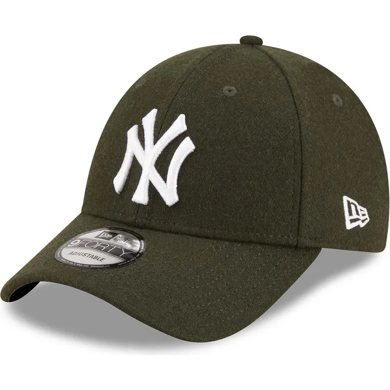 petten-gebogen-groen-verstelbaar-9forty-the-league-melton-van-new-york-yankees-mlb-van-new-era