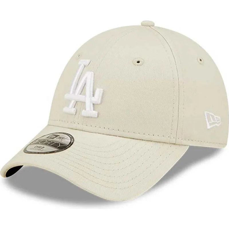 petten-gebogen-beige-verstelbaar-voor-kinderen-9forty-league-essential-van-los-angeles-dodgers-mlb-van-new-era