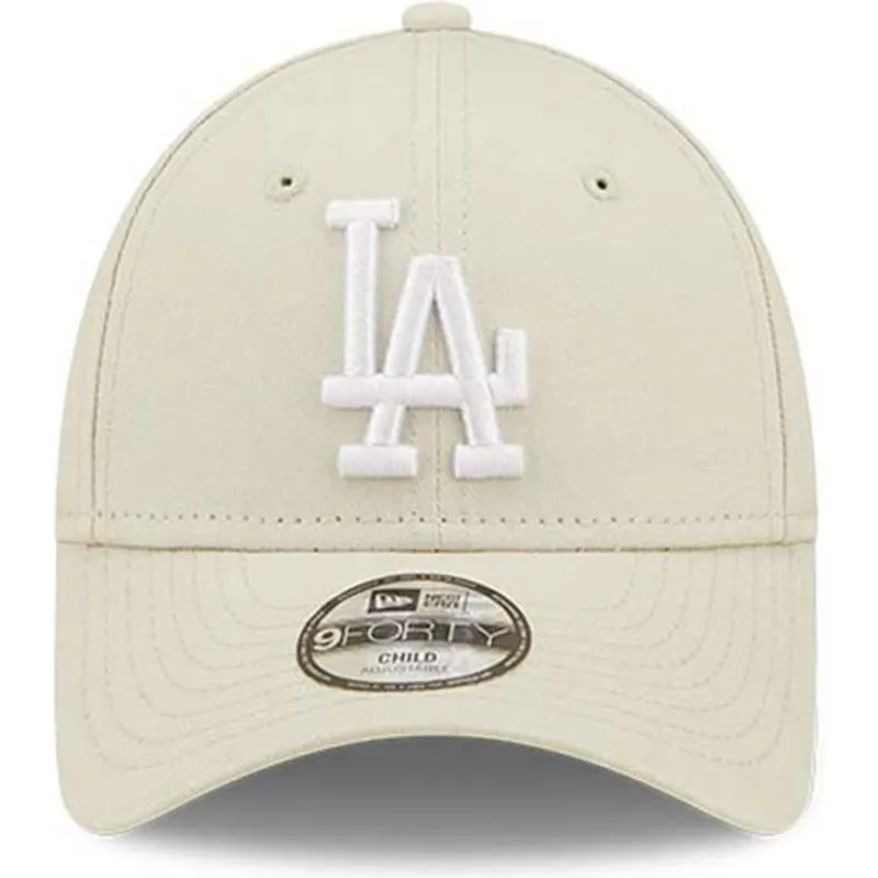 petten-gebogen-beige-verstelbaar-voor-kinderen-9forty-league-essential-van-los-angeles-dodgers-mlb-van-new-era