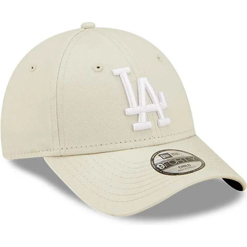 petten-gebogen-beige-verstelbaar-voor-kinderen-9forty-league-essential-van-los-angeles-dodgers-mlb-van-new-era