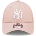 petten-gebogen-roze-verstelbaar-9forty-league-essential-van-new-york-yankees-mlb-van-new-era