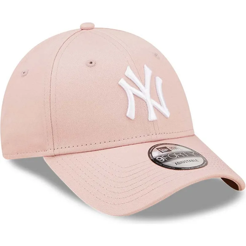 petten-gebogen-roze-verstelbaar-9forty-league-essential-van-new-york-yankees-mlb-van-new-era