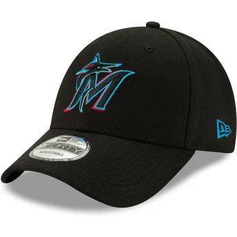 Petten gebogen zwart verstelbaar 9FORTY The League van Miami Marlins MLB van New Era