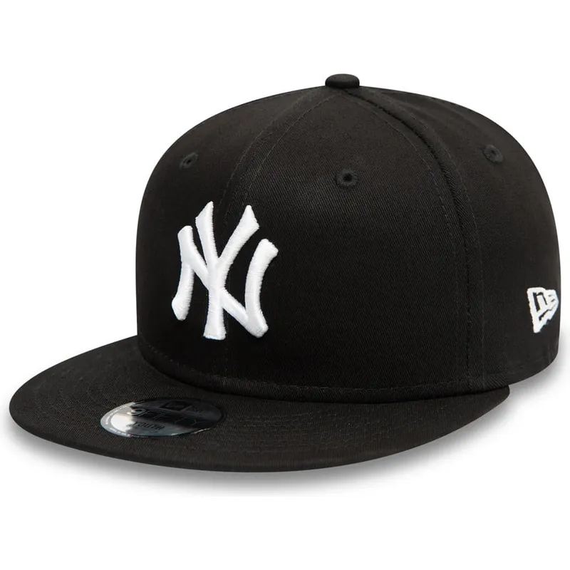 petten-plat-zwart-snapback-voor-kinderen-9fifty-essential-van-new-york-yankees-mlb-van-new-era