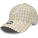 petten-gebogen-beige-verstelbaar-9forty-gingham-van-new-york-yankees-mlb-van-new-era