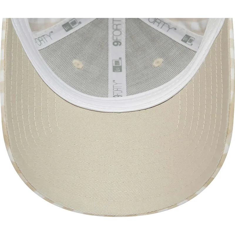 petten-gebogen-beige-verstelbaar-9forty-gingham-van-new-york-yankees-mlb-van-new-era