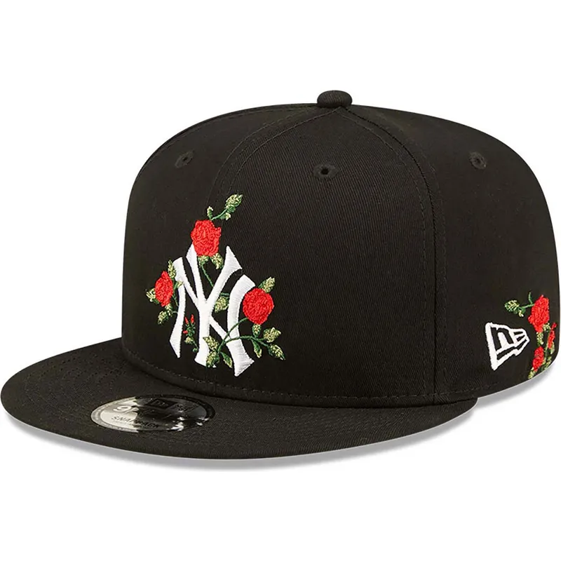 petten-plat-zwart-snapback-9fifty-flower-van-new-york-yankees-mlb-van-new-era