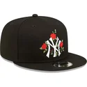 petten-plat-zwart-snapback-9fifty-flower-van-new-york-yankees-mlb-van-new-era