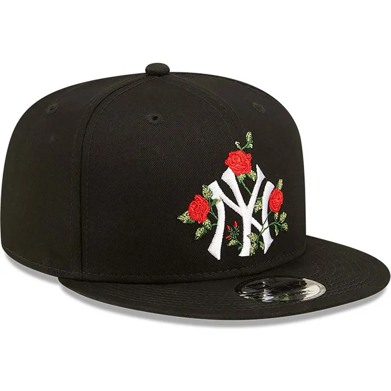 petten-plat-zwart-snapback-9fifty-flower-van-new-york-yankees-mlb-van-new-era