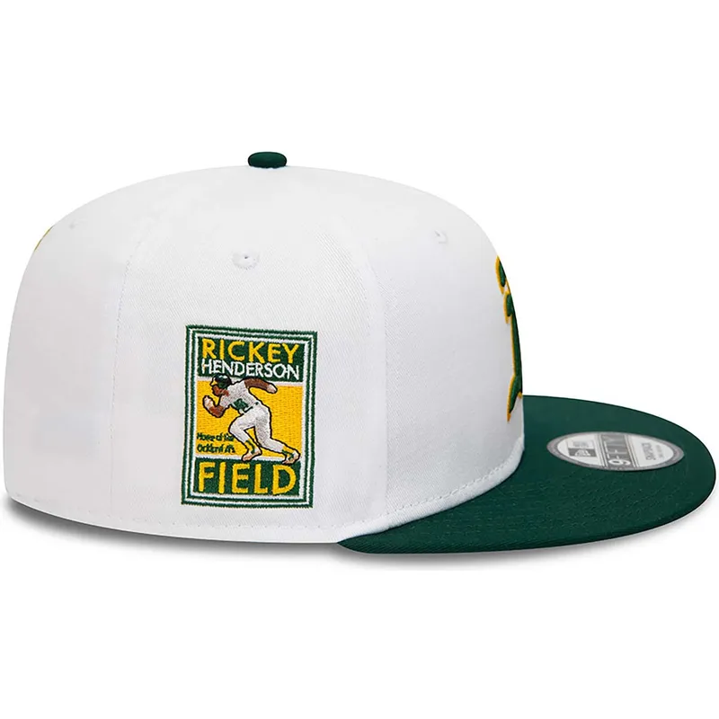 petten-plat-wit-snapback-rickey-henderson-9fifty-crown-patches-van-oakland-athletics-mlb-van-new-era