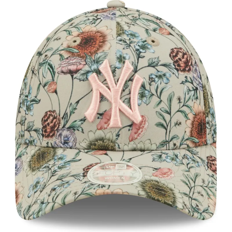 petten-gebogen-beige-verstelbaar-9forty-all-over-print-floral-van-new-york-yankees-mlb-van-new-era
