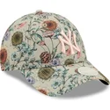 petten-gebogen-beige-verstelbaar-9forty-all-over-print-floral-van-new-york-yankees-mlb-van-new-era