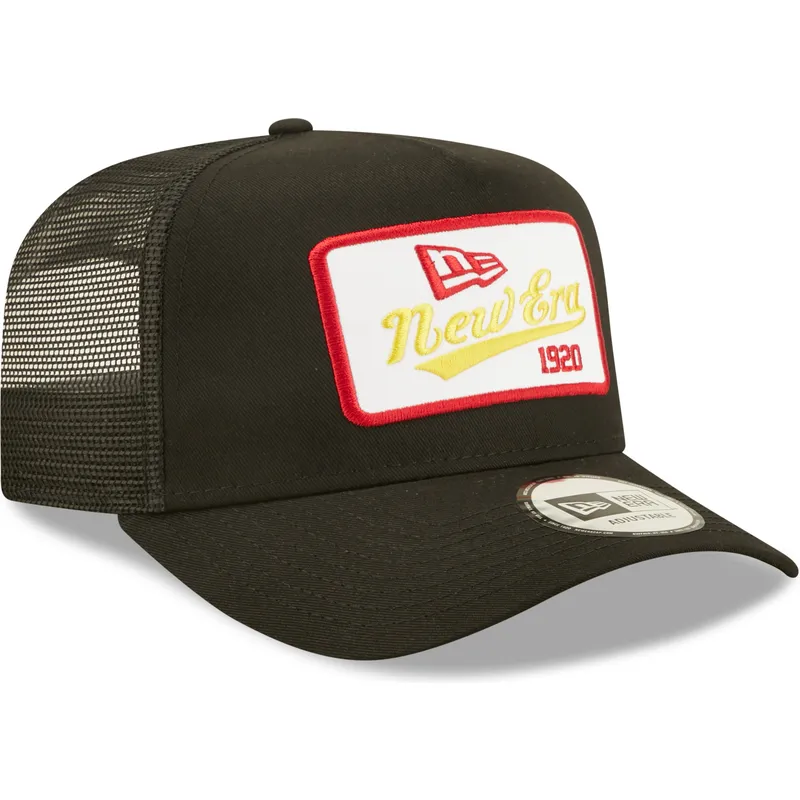 petten-gebogen-zwart-snapback-1920-a-frame-state-patch-van-new-era