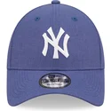 petten-gebogen-blauw-verstelbaar-9forty-linen-van-new-york-yankees-mlb-van-new-era