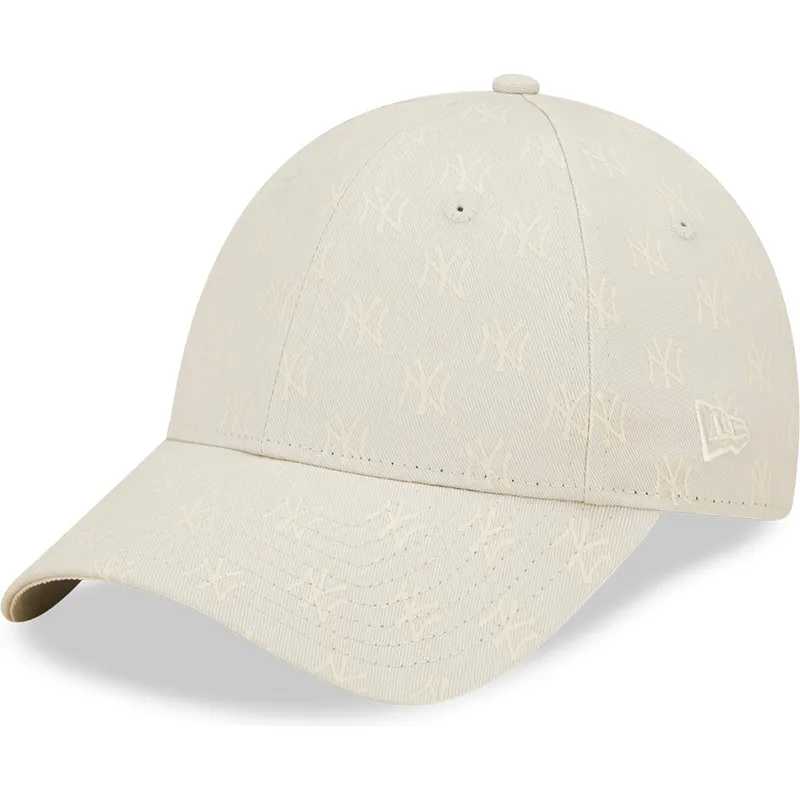 petten-gebogen-beige-verstelbaar-9forty-monogram-van-new-york-yankees-mlb-van-new-era