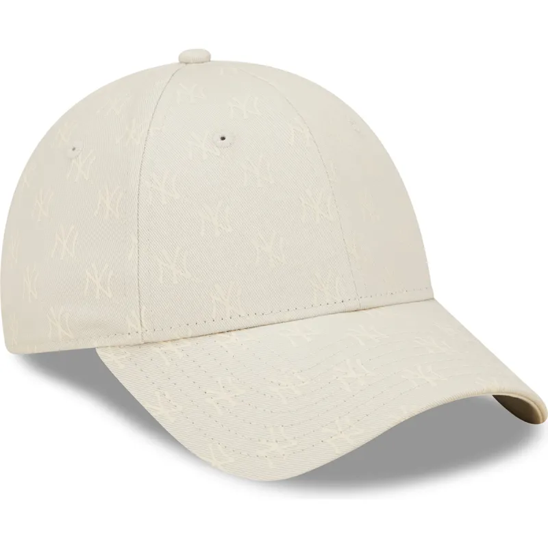 petten-gebogen-beige-verstelbaar-9forty-monogram-van-new-york-yankees-mlb-van-new-era