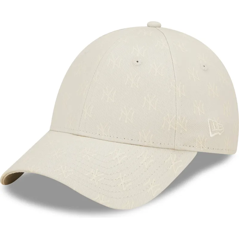 petten-gebogen-beige-verstelbaar-9forty-monogram-van-new-york-yankees-mlb-van-new-era