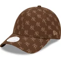 petten-gebogen-bruin-verstelbaar-9forty-monogram-van-new-york-yankees-mlb-van-new-era