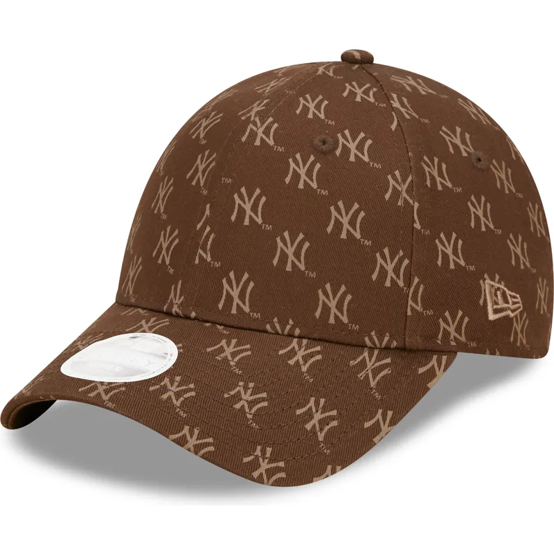 petten-gebogen-bruin-verstelbaar-9forty-monogram-van-new-york-yankees-mlb-van-new-era