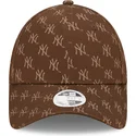 petten-gebogen-bruin-verstelbaar-9forty-monogram-van-new-york-yankees-mlb-van-new-era