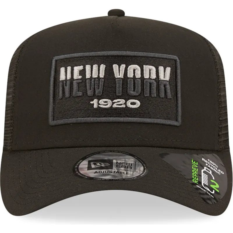 petten-gebogen-zwart-snapback-new-york-a-frame-repreve-usa-state-van-new-era