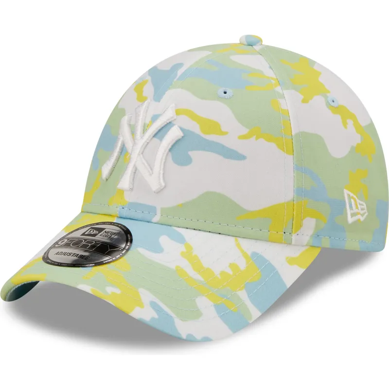 petten-gebogen-groen-verstelbaar-9forty-all-over-print-seasonal-van-new-york-yankees-mlb-van-new-era