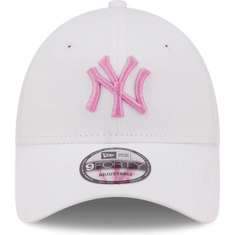 petten-gebogen-wit-verstelbaar-rosa-9forty-league-essential-van-new-york-yankees-mlb-van-new-era