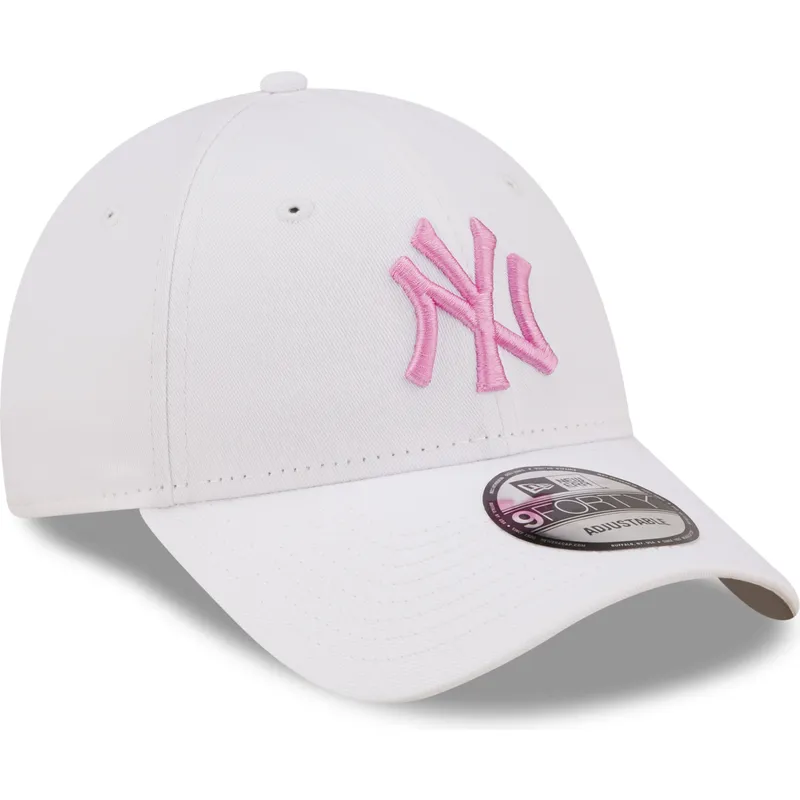 petten-gebogen-wit-verstelbaar-rosa-9forty-league-essential-van-new-york-yankees-mlb-van-new-era