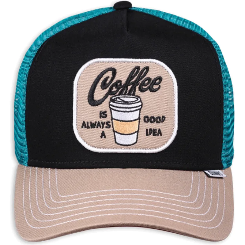 petten-gebogen-zwart-snapback-coffe-is-always-a-good-idea-hft-food-van-djinns