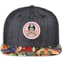 petten-plat-zwart-snapback-frida-kahlo-linen-rev-van-djinns
