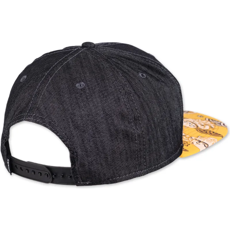 petten-plat-zwart-snapback-lucky-cat-linen-rev-van-djinns