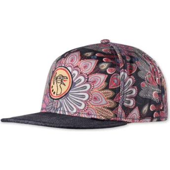 Petten plat zwart snapback Peacock Linen van Djinns