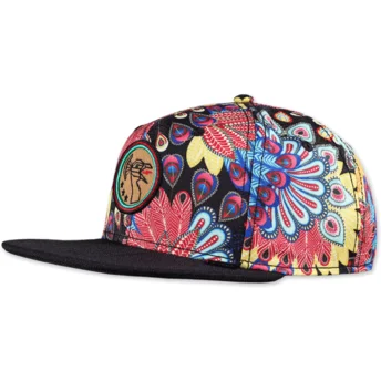 petten-plat-meerkleurig-snapback-peacock-linen-van-djinns