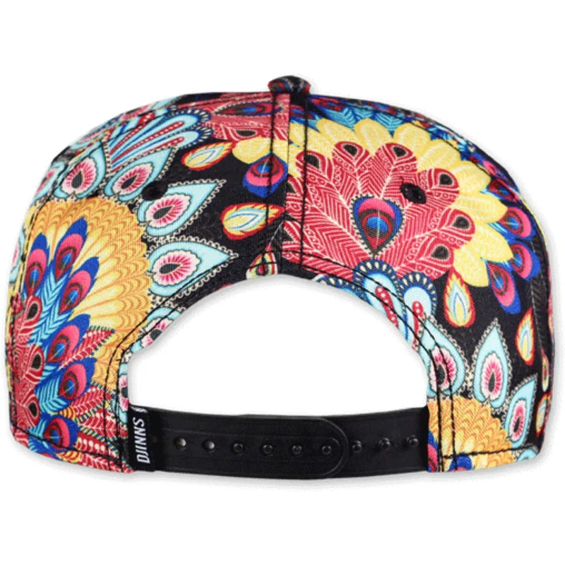 petten-plat-meerkleurig-snapback-peacock-linen-van-djinns