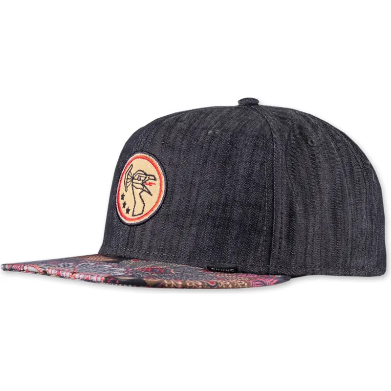 petten-plat-zwart-snapback-peacock-linen-rev-van-djinns