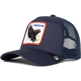 Petten gebogen marineblauw snapback Freedom Truckin The Farm van Goorin Bros.