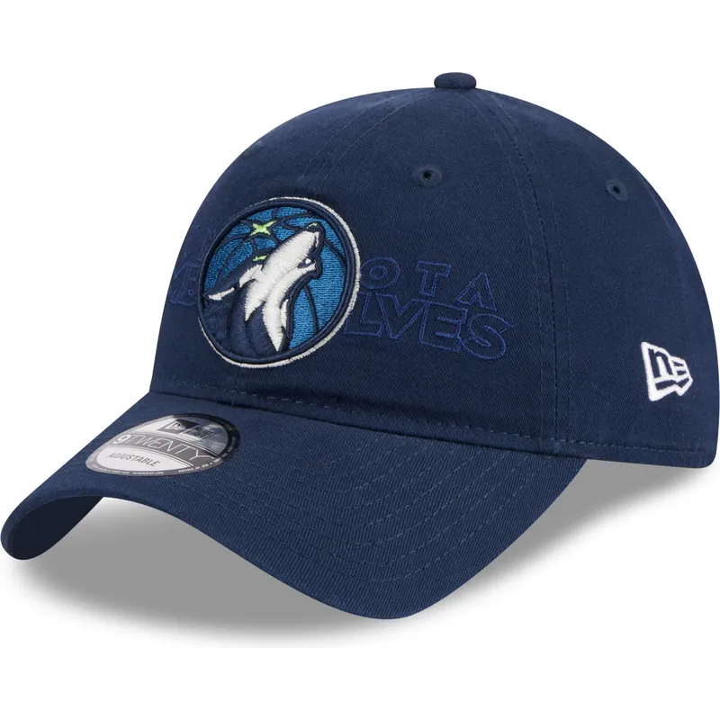 petten-gebogen-marineblauw-verstelbaar-9twenty-draft-edition-2023-van-minnesota-timberwolves-nba-van-new-era