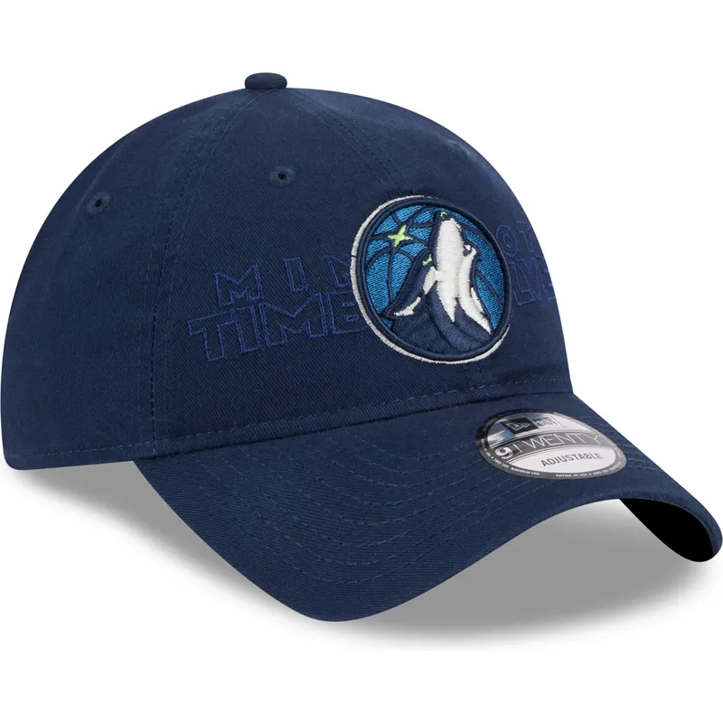 petten-gebogen-marineblauw-verstelbaar-9twenty-draft-edition-2023-van-minnesota-timberwolves-nba-van-new-era