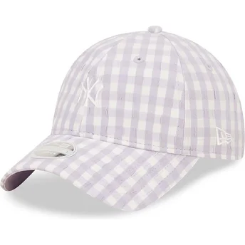 Petten gebogen paars verstelbaar 9TWENTY Gingham van New York Yankees MLB van New Era