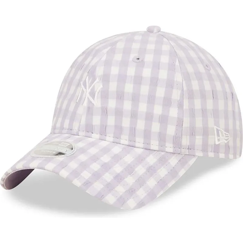 petten-gebogen-paars-verstelbaar-9twenty-gingham-van-new-york-yankees-mlb-van-new-era