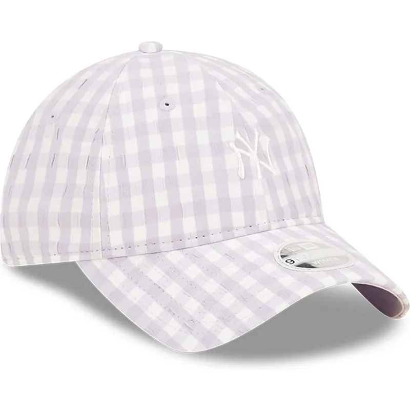 petten-gebogen-paars-verstelbaar-9twenty-gingham-van-new-york-yankees-mlb-van-new-era