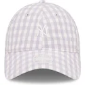 petten-gebogen-paars-verstelbaar-9twenty-gingham-van-new-york-yankees-mlb-van-new-era