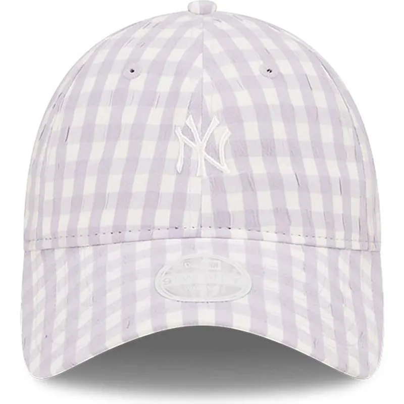 petten-gebogen-paars-verstelbaar-9twenty-gingham-van-new-york-yankees-mlb-van-new-era